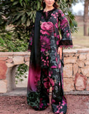 All-Over Print Embroidered Lawn Dress with Embroidered Chiffon Dupatta (DZ18212)