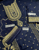 Luxury Heavy Embroidered Navy Blue Chiffon Wedding Wear Dress (DZ18214)
