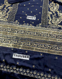 Luxury Heavy Embroidered Navy Blue Chiffon Wedding Wear Dress (DZ18214)