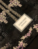 Heavy Embroidered with Handwork Black Chiffon Wedding Wear Dress (DZ18216)