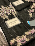 Heavy Embroidered with Handwork Black Chiffon Wedding Wear Dress (DZ18216)