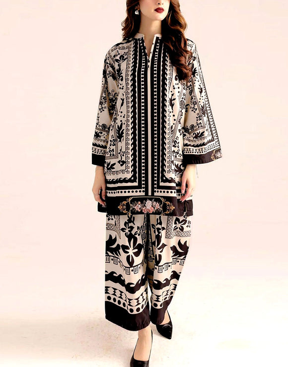 IB Angan All-Over Digital Print 3-Piece Khaddar Suit (DZ18223)