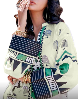 IB Bonanza All-Over Digital Print 3-Piece Linen Suit with Linen Dupatta (DZ18235)