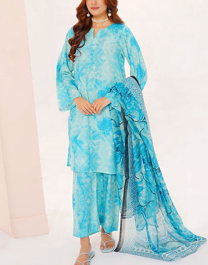 IB Bonanza All-Over Digital Print 3-Piece Linen Suit with Linen Dupatta (DZ18237)