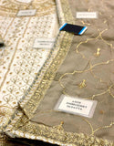 Heavy Embroidered White Chiffon Party Wear Dress (DZ18239)