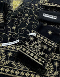 Heavy Embroidered Black Chiffon Party Wear Dress (DZ18242)