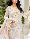 Handwork Heavy Embroidered Fancy White Chiffon Party Wear Dress (DZ18245)