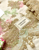 Handwork Heavy Embroidered Fancy White Chiffon Party Wear Dress (DZ18245)