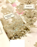 Handwork Heavy Embroidered Fancy White Chiffon Party Wear Dress (DZ18245)