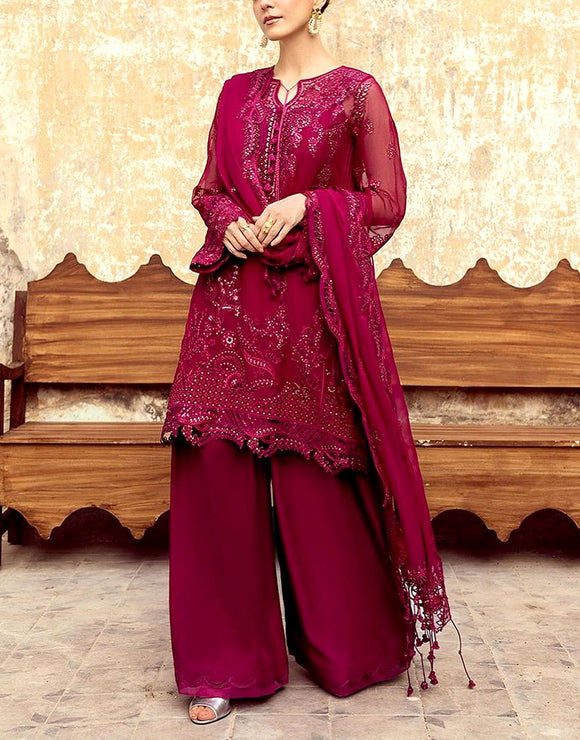 Luxury Heavy Embroidered Chiffon Wedding Wear Dress (DZ18250)