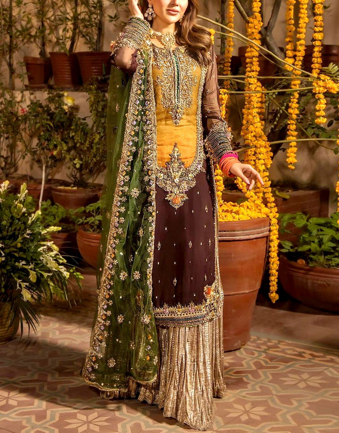 Luxury Heavy Embroidered Bridal Chiffon Mehndi Dress (DZ18251) DressyZone.com Luxury Heavy Embroidered Bridal Chiffon Mehndi Dress (DZ18251) DressyZone.com