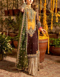Luxury Heavy Embroidered Bridal Chiffon Mehndi Dress (DZ18251)