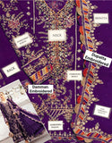 Heavy Embroidered Violet Chiffon Dress for Wedding & Party Wear (DZ18254)