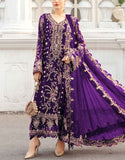 Heavy Embroidered Violet Chiffon Dress for Wedding & Party Wear (DZ18254)