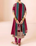 Luxe Embroidered Ruby Pink Velvet Party Dress with Matching Potli Bag (DZ18255)