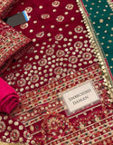 Luxe Embroidered Ruby Pink Velvet Party Dress with Matching Potli Bag (DZ18255)