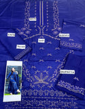 Heavy Embroidered Royal Blue Linen Dress for Casual & Formal Style (DZ18256)