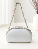 Glittering Bow Clasp Silver Clutch Bag for Party & Formal Events (DZ18389)