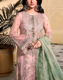 Embroidered & Handcrafted Neck Blush Pink Organza Dress (DZ18633)