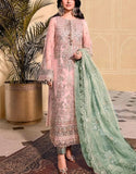 Embroidered & Handcrafted Neck Blush Pink Organza Dress (DZ18633)