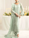 Heavy Embroidered Mint Green Chiffon Formal Party & Wedding Dress (DZ18657)