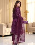 Haleema Semi-Stitched Premium Embroidered Organza Party Dress with Matching Cutch Bag (DZ18712)