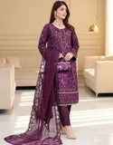 Haleema Semi-Stitched Premium Embroidered Organza Party Dress with Matching Cutch Bag (DZ18712)