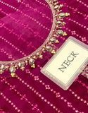 Lavishly Embroidered Magenta Chiffon Wedding Dress (DZ18252)