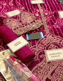 Lavishly Embroidered Magenta Chiffon Wedding Dress (DZ18252)