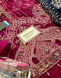 Lavishly Embroidered Magenta Chiffon Wedding Dress (DZ18252)