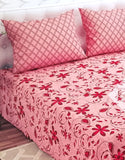 Salonika 3-Piece Mix Cotton Pink King Size Bedsheet with Pillow Covers (DZ18505)