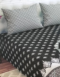 Salonika 3-Piece Mix Cotton Black King Size Bedsheet with Pillow Covers (DZ18507)