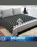 Salonika 3-Piece Mix Cotton Black King Size Bedsheet with Pillow Covers (DZ18507)