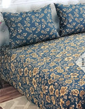 Salonika 3-Piece Mix Cotton Zinc Blue King Size Bedsheet with Pillow Covers (DZ18508)