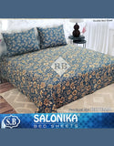 Salonika 3-Piece Mix Cotton Zinc Blue King Size Bedsheet with Pillow Covers (DZ18508)