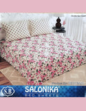 Salonika 3-Piece Mix Cotton Pink Floral King Size Bedsheet with Pillow Covers (DZ18509)