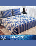 Salonika 3-Piece Mix Cotton Blue King Size Bedsheet with Pillow Covers (DZ18510)