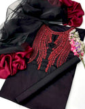 Elegant Embroidered Black Silk Party & Wedding Wear Dress (DZ18725)