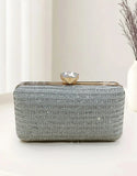Glitter Silver Diamante Clutch Purse for Formal & Party Wear (DZ18384)