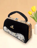 Luxe Black Velvet Evening Handbag for Women (DZ18357)