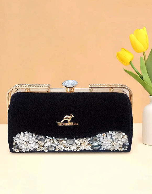 Luxe Black Velvet Evening Handbag for Women (DZ18357)