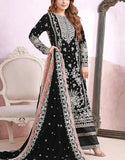 Aneela's Luxury Embroidered Black Formal Velvet Dress (DZ18669)