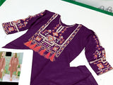 Readymade 2-Piece Embroidered Linen Dress (DZ15317)