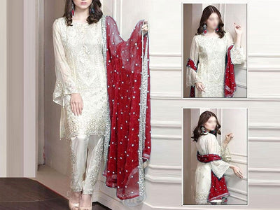 Heavy Embroidered Chiffon Wedding Dress (DZ13492)