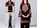 Ethnic Sequins Embroidered 2-Piece Black Lawn Dress (DZ13826)