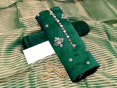 Embroidered Shamoz Silk Party Wear Dress with Shamoz Silk Trouser (DZ15265)