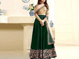Indian Embroidered Green Chiffon Maxi Dress (DZ13799)