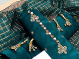 Embroidered Shamoz Silk Party Wear Dress with Shamoz Silk Trouser (DZ14635)
