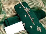 Embroidered Shamoz Silk Party Wear Dress with Shamoz Silk Trouser (DZ15265)