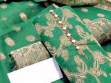 Banarsi Style Cotton Jacquard Dress with Cotton Jacquard Dupatta (DZ15162)